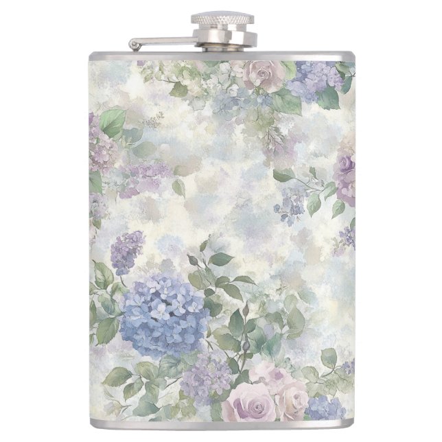 Romantiska lila rosa blommor brudtärna-gåva fickplunta (Framsidan)