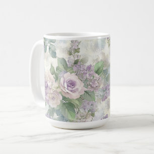 Romantiska lila rosa blommor kaffemugg
