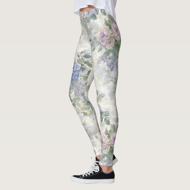 Romantiska lila rosa blommor leggings (Vänster)