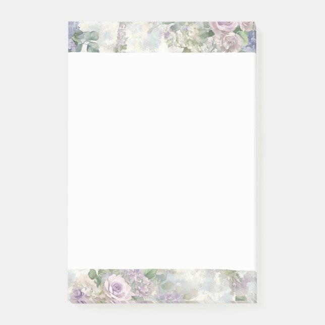 Romantiska lila rosa blommor post-it block (Framsida)