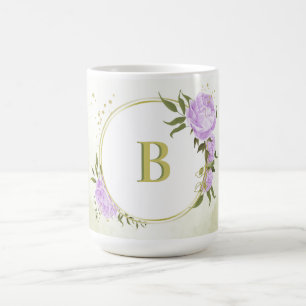 romantiska lila violetta blommor grönska bröllop kaffemugg