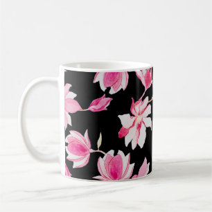 Romantiska Magnolia: Svart vattenfärg Kaffemugg