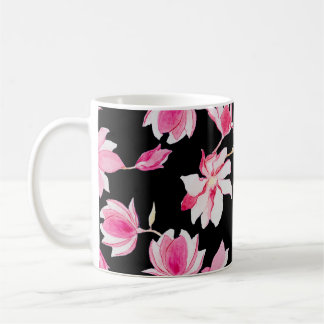 Romantiska Magnolia: Svart vattenfärg Kaffemugg