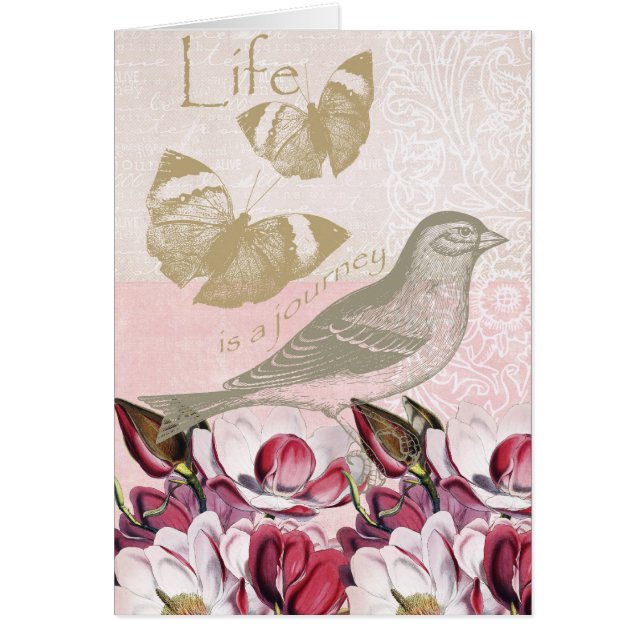 Romantiska Magnolias Hälsningskort (Framsidan)