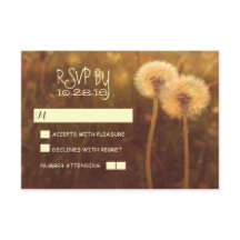 romantiska maskrosbröllop svarskort på landsbygden