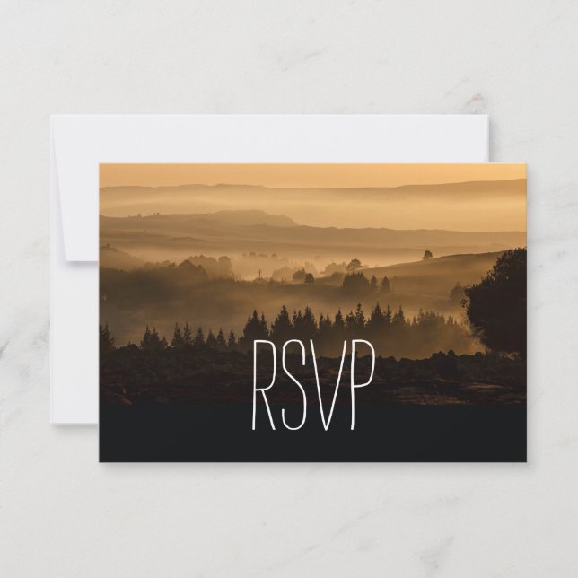 Romantiska Misty Mountains Rustic Bröllop OSA Card Kort (Framsida)