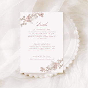 Romantiska mjuka rosa vintage blomsterdetaljer för tilläggskort