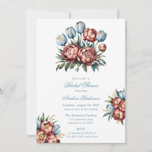 Romantiska Möhippan Peonies & Tulips Inbjudningar