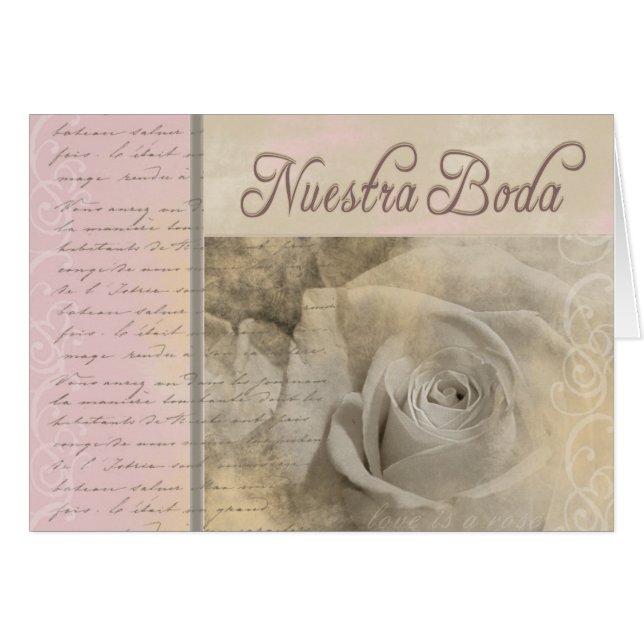 Romantiska Nuestra Boda Hälsningskort (Framsidan Horizontal)