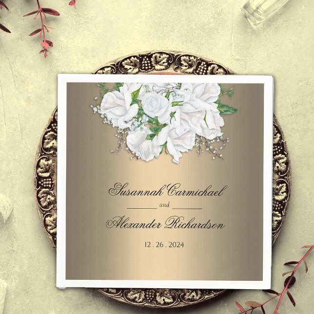 Romantiska och Elegant Ro vid Guld Bröllop Pappersservett (Skapare uppladdad)