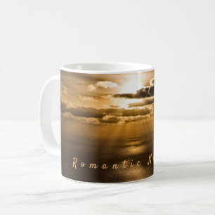 Romantiska ögonblick solnedgång Havsfoto med tex Kaffemugg
