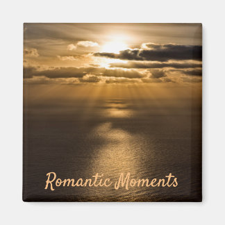 Romantiska ögonblick solnedgång Havsfoto med text Magnet