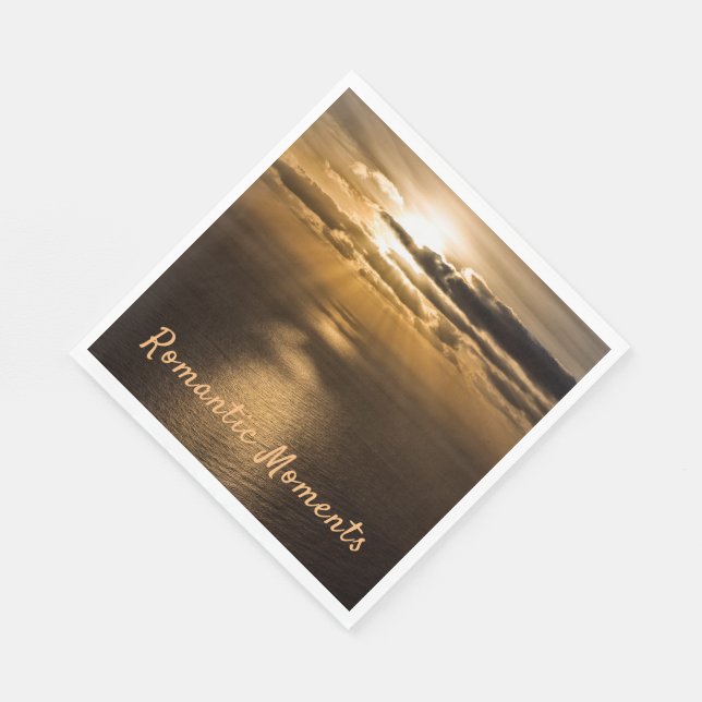 Romantiska ögonblick solnedgång Havsfoto med text Pappersservett (Hörn)