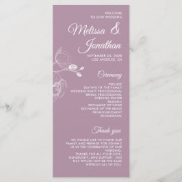 Romantiska orkidéer elegant modernt bröllopsprogra meny