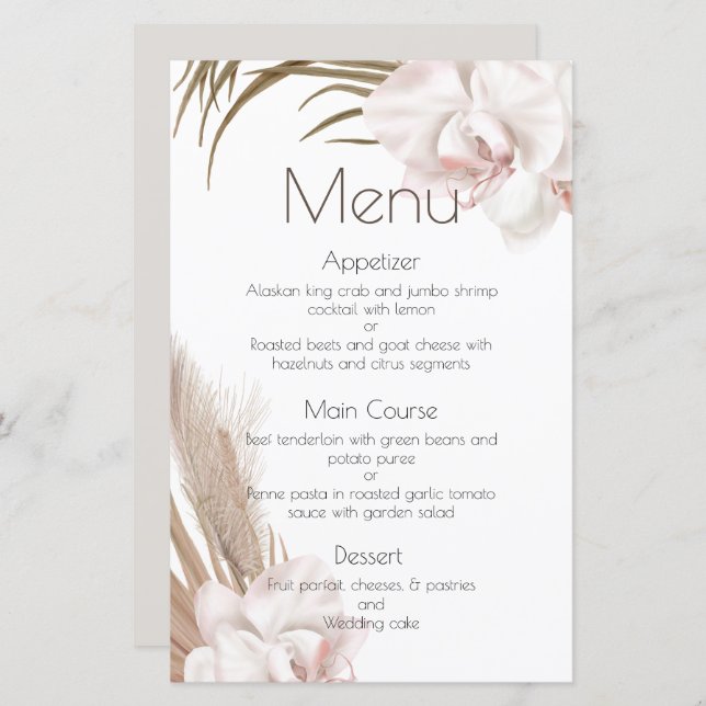 Romantiska orkidéer och pampas Grass (Fram/baksida)