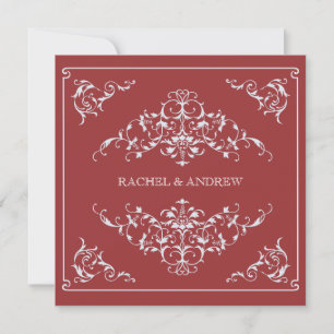 Romantiska ornament Bröllop Crimson Inbjudningar