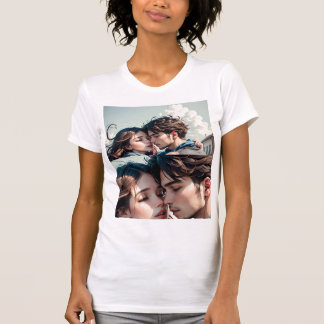 Romantiska par kysses på väg t shirt