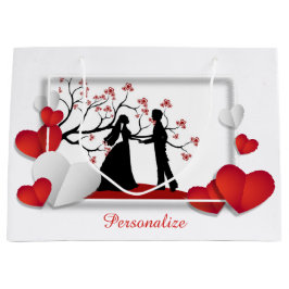 Romantiska par Silhouette Red Hearts Personalize