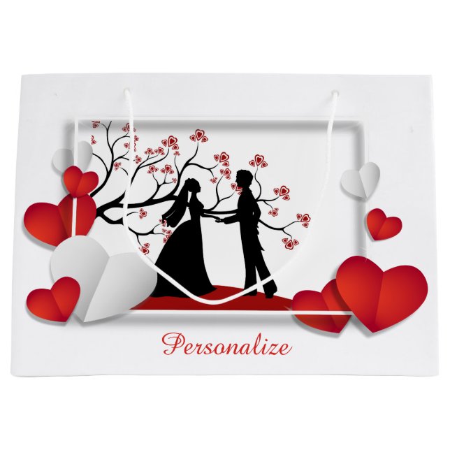 Romantiska par Silhouette Red Hearts Personalize (Framsidan)