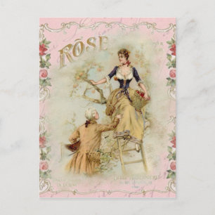 Romantiska Paris Älskare rosa shabbychic Vykort