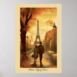 Romantiska Paris Eiffeltornet Höstflykt Poster