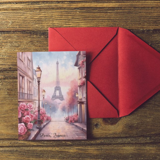 Romantiska Paris Frankrike – Eiffeltornet Blommor Vykort (Romantic Paris France – Eiffel Tower Floral Postcard)