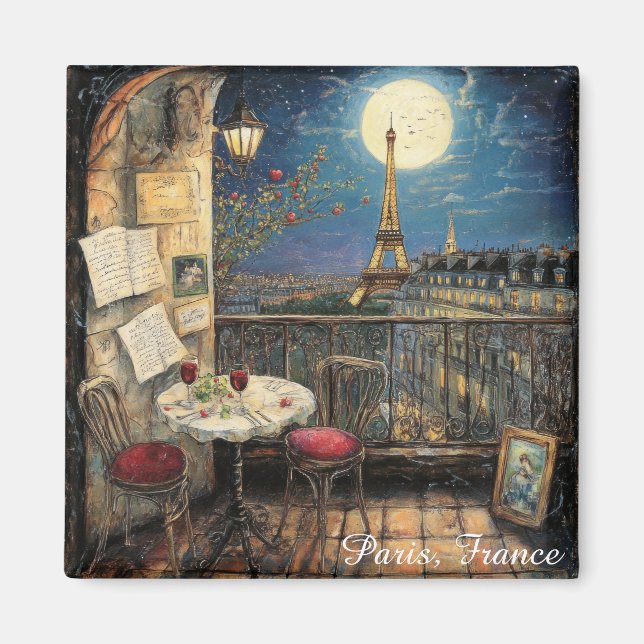 Romantiska Paris Frankrike Eiffeltornet Illustrati Magnet (Framsidan)
