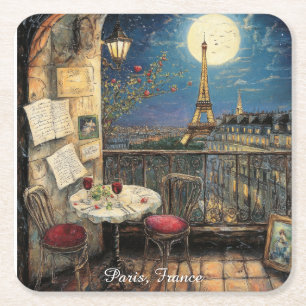 Romantiska Paris Frankrike Eiffeltornet Illustrati Underlägg Papper Kvadrat