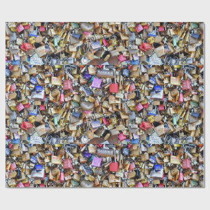 Romantiska Paris kärlekPadlocks Presentpapper