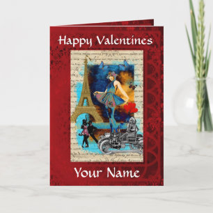 Romantiska parisiska Valentines day Helgkort