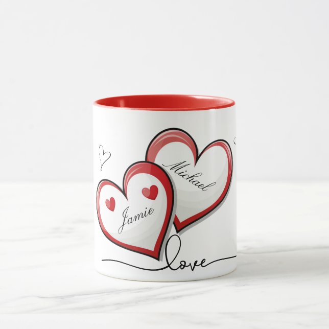Romantiska pars Namn Heart Design Mugg (Center)