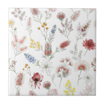 Romantiska Pastell Färgade Akvarell Vildblommor