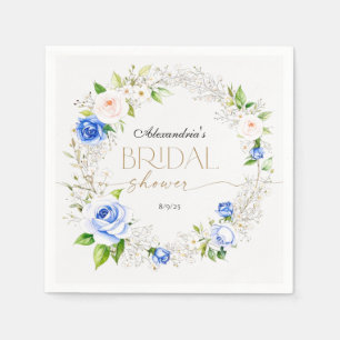 Romantiska Pastellblå Roser Bröllopsdusch Pappersservett