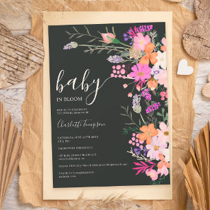 Romantiska pastellfärgade vilda blommor vår baby s inbjudningar