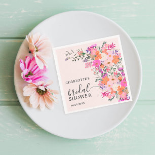 Romantiska pastellfärgade vilda blommor vår bröllo pappersservett