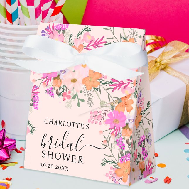 Romantiska pastellfärgade vilda blommor vår bröllo presentaskar (Romantic pastel wild flowers spring bridal shower favor box)