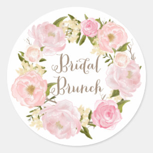 Romantiska Peonies Möhippa Brunch Runt Klistermärke