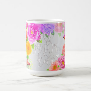 Romantiska Peonies Trädgård Bästa Mamma Grå Kaffemugg