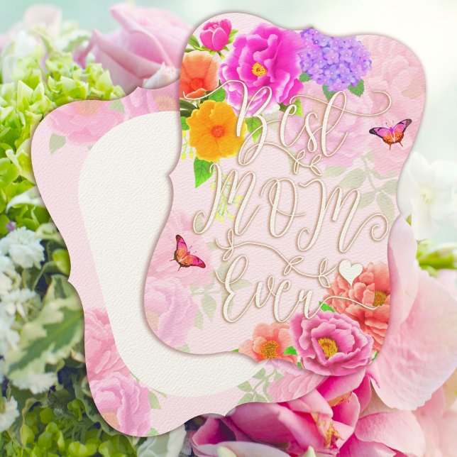 Romantiska Peonies Trädgård Rosa Bästa Mamma Inbjudningar (Romantic Peonies Garden Best Mom Ever Pink Mother's Day Card.)