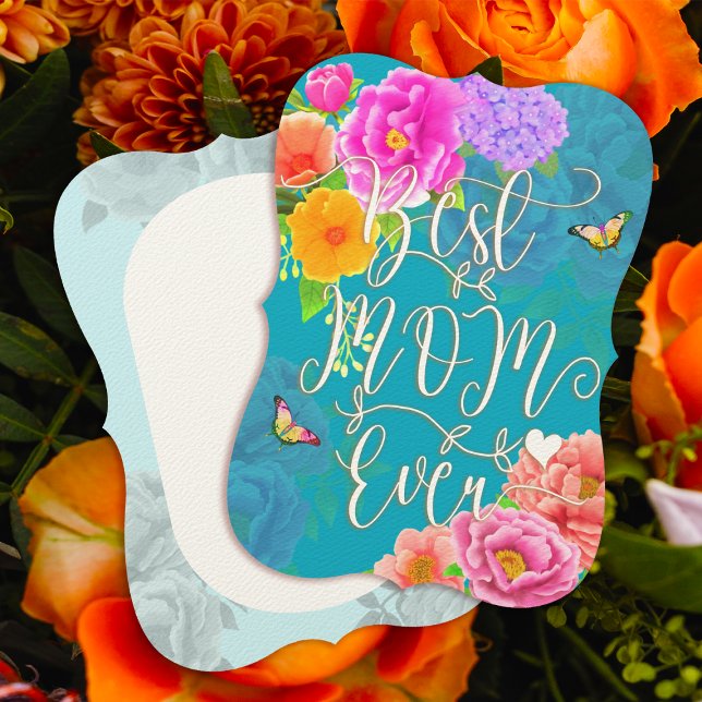 Romantiska Peonies Trädgård Teal Bästa Mamma Inbjudningar (Romantic Peonies Garden Best Mom Ever Teal Mother's Day Card.)