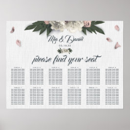 Romantiska persikor och vit Blommigt Peonies Poster