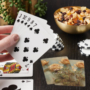 Romantiska Persikor Rosor Blommig Casinokort