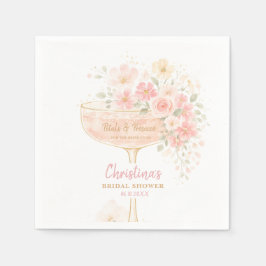 Romantiska Prosecco & Blommor Bröllopsfest Pappersservett