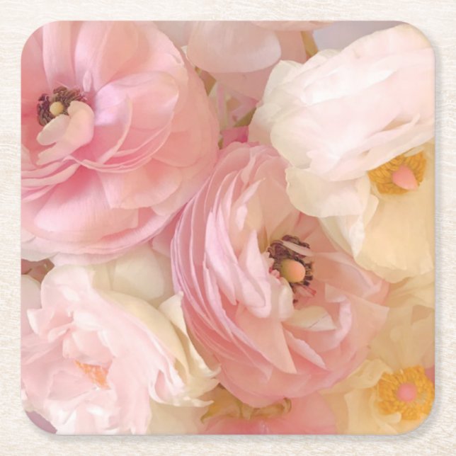 Romantiska Ranunculus Underlägg Papper Kvadrat (Framsidan)