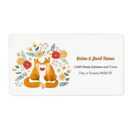 Romantiska rävar och Rustic Blommigt Foliage Bröll Fraktsedel