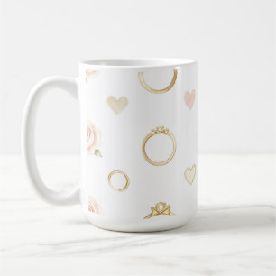 Romantiska ringar och rosor sömlöst mönster kaffemugg