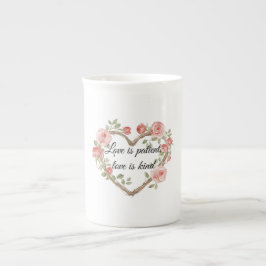  Romantiska Ro Blommigt Heart Kärlek Benporslin Mugg