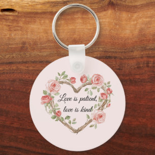 Romantiska Ro Blommigt Heart Kärlek Nyckelring