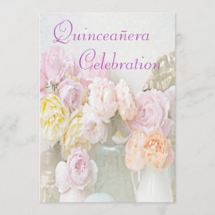 Romantiska ro i burkar Quinceañera Inbjudningar