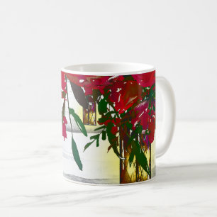 Romantiska röda akvarellrosor & lyktor rustika kaffemugg